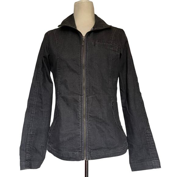 prAna Denim Womens Jackets Sz S Y2K Utility Gorp Minimal Full Zip Fitted Stretch - Picture 1 of 14